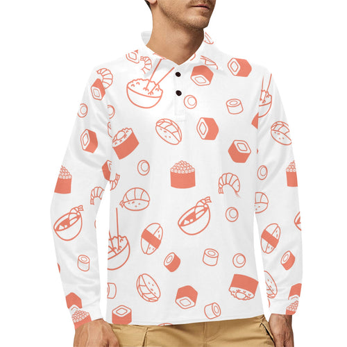 Sushi pattern Men's Long Sleeve Polo Shirt