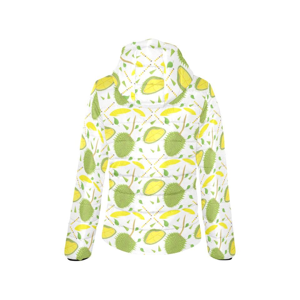 Durian pattern background Women's Padded Hooded Jacket