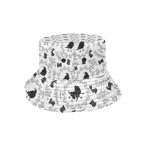 Crows floral wreath rabbit pattern Unisex Bucket Hat