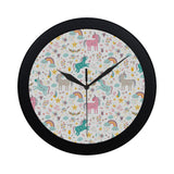 Colorful unicorn pattern Elegant Black Wall Clock