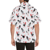 Cool rooster chicken cock floral ornament backgrou Men's All Over Print Hawaiian Shirt