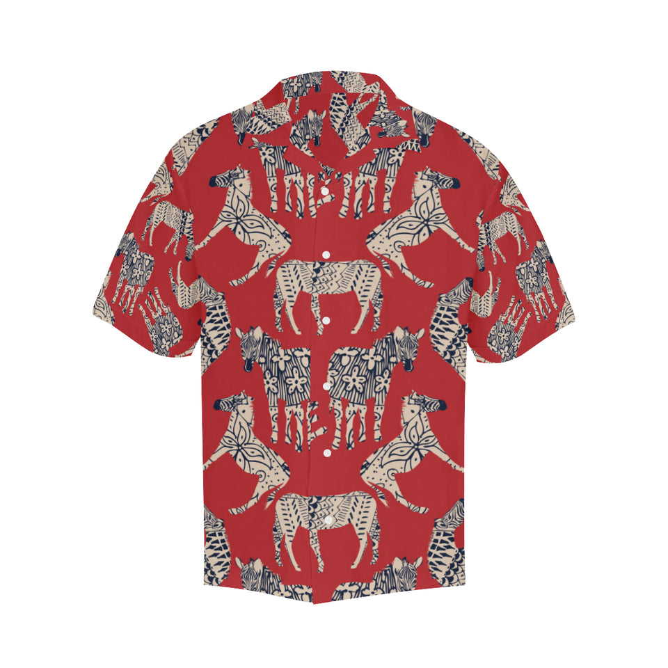 Zebra abstract red background Men's All Over Print Hawaiian Shirt