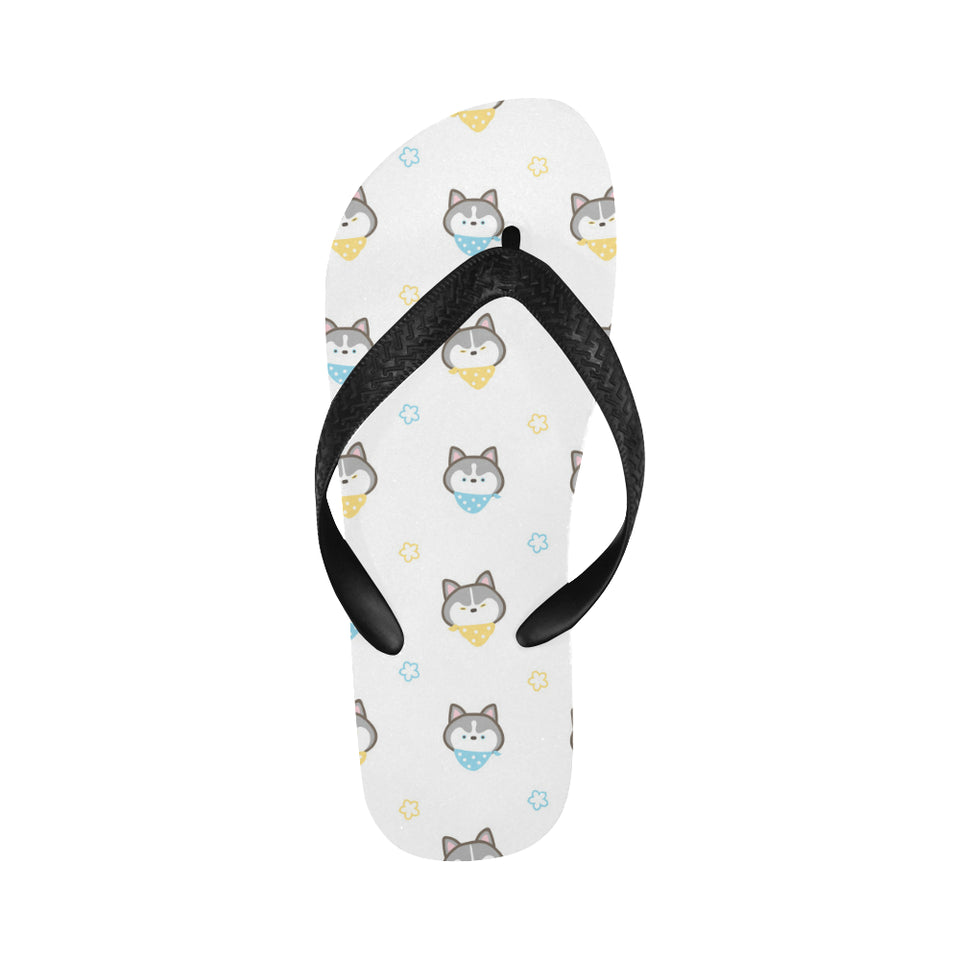 Cute Siberian Husky pattern Unisex Flip Flops