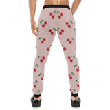 cherry pattern pink background Unisex Casual Sweatpants
