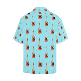 electric guitar pattern light blue background Men's All Over Print Hawaiian Shirt