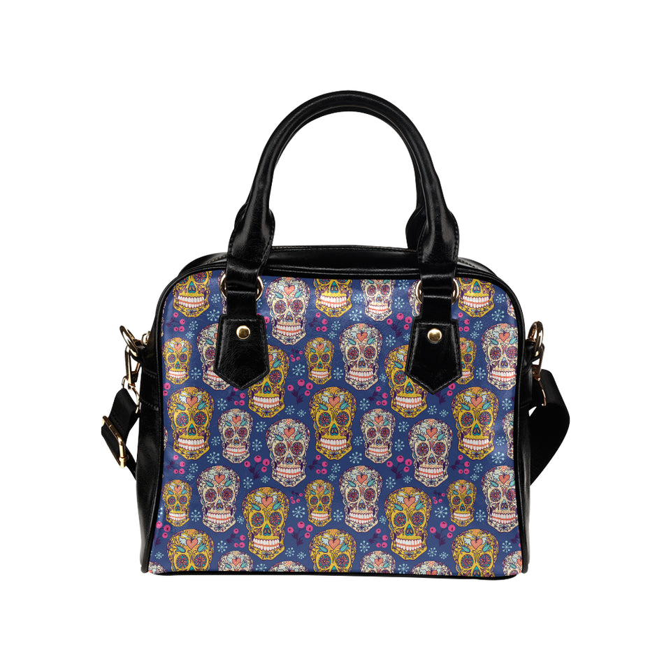 Sugar skull flower pattern Shoulder Handbag