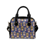 Sugar skull flower pattern Shoulder Handbag