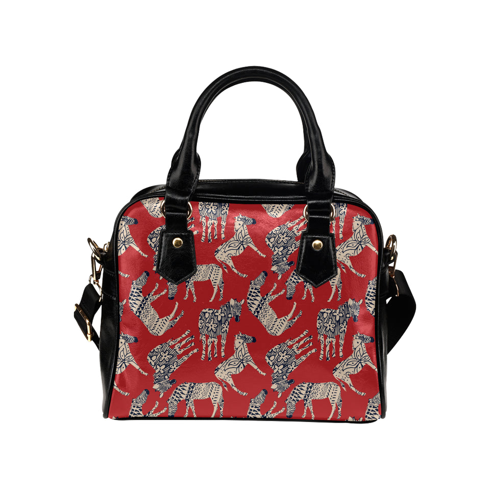 Zebra abstract red background Shoulder Handbag