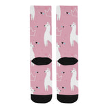 Llama Alpaca pink background Crew Socks