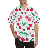 cherry pattern white background Men's All Over Print Hawaiian Shirt