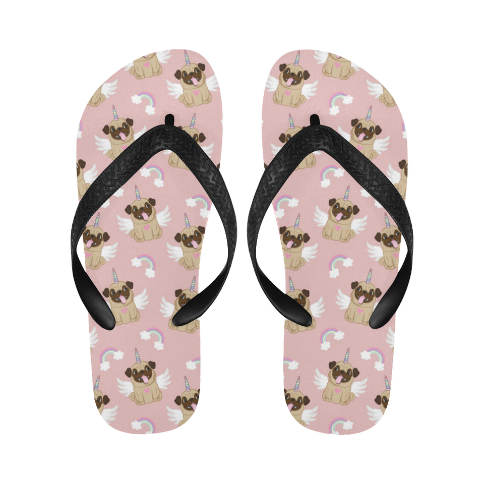 Cute unicorn pug pattern Unisex Flip Flops