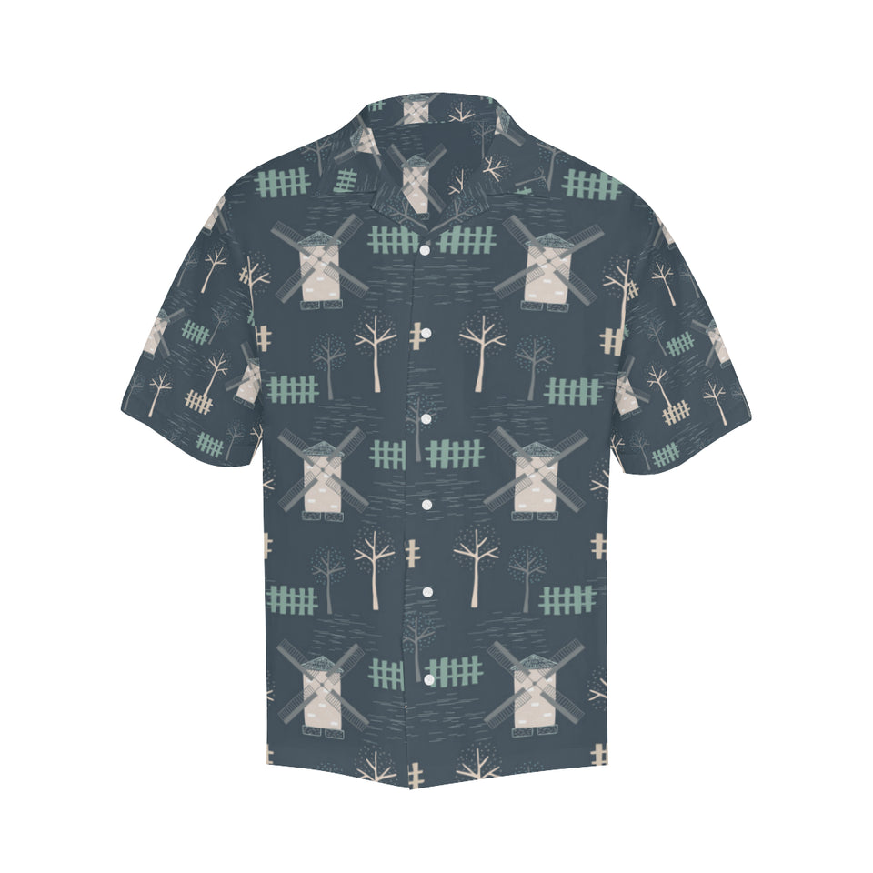 windmill tree pattern Men's All Over Print Hawaiian Shirt