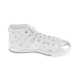 Snowflake pattern white background Women's High Top Canvas Shoes White