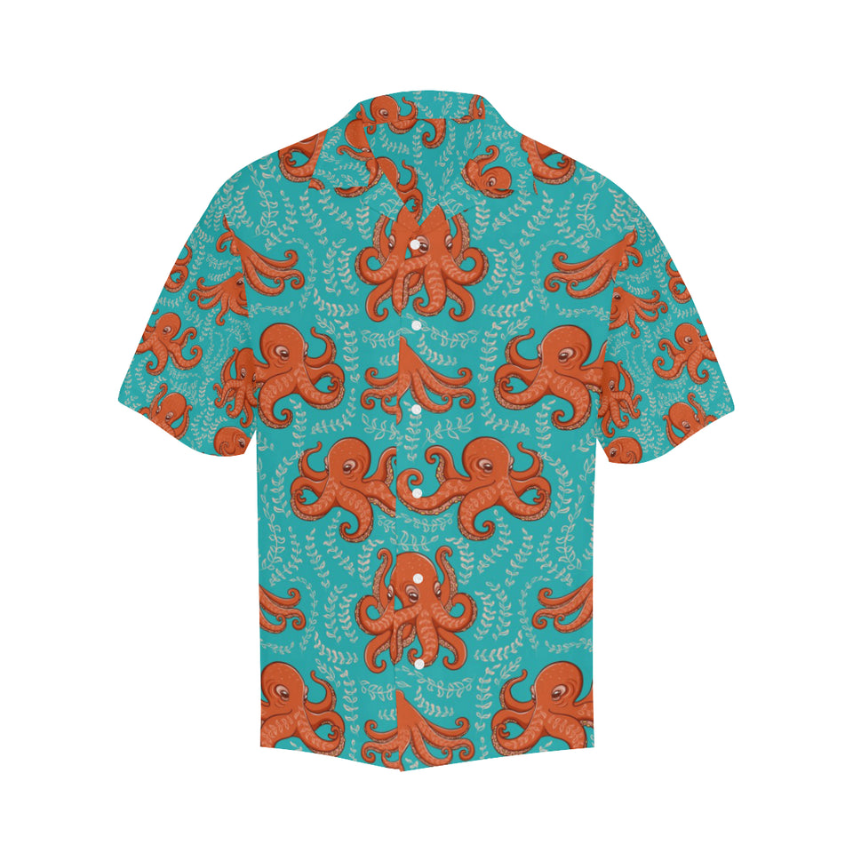 Octopus turquoise background Men's All Over Print Hawaiian Shirt