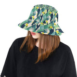 Toucan tropical leaves design pattern Unisex Bucket Hat