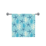 Blue starfish coral reef pattern Bath Towel
