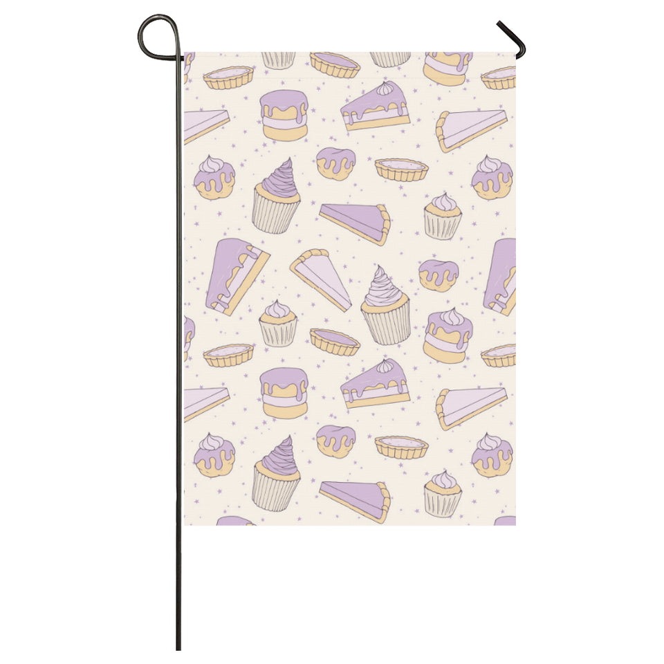 Cakes pies tarts muffins and eclairs purple bluebe House Flag Garden Flag