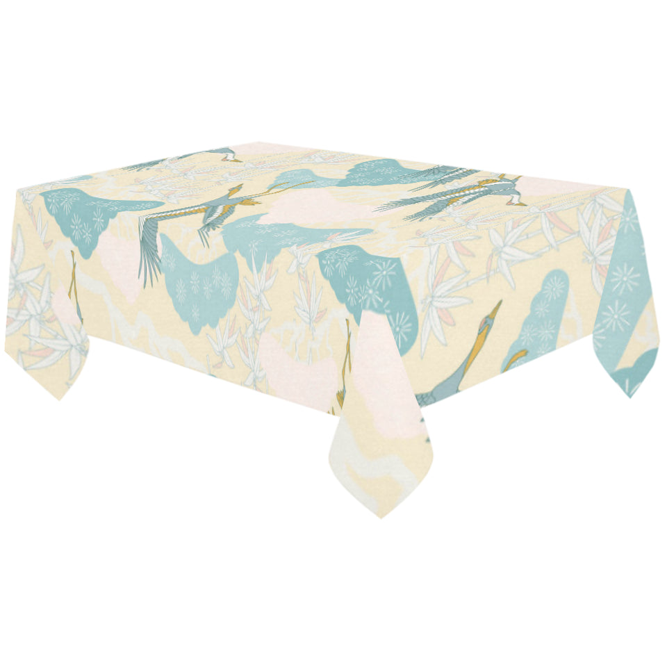 Bonsai bamboo stork japanese pattern cream theme Tablecloth