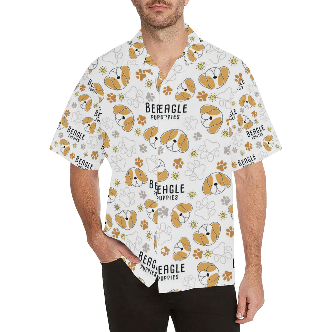 Cute beagle dog pattern background Men's All Over Print Hawaiian Shirt