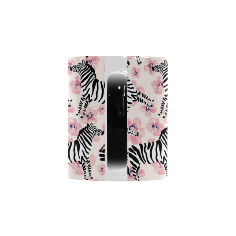 Zebra pink flower background Morphing Mug Heat Changing Mug
