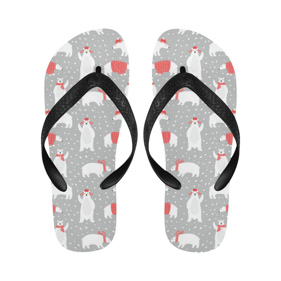 Cute polar bear christmas snow pattern Unisex Flip Flops