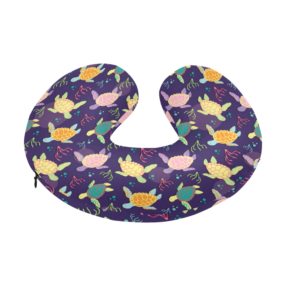 Colorful sea turtle pattern U-Shaped Travel Neck Pillow