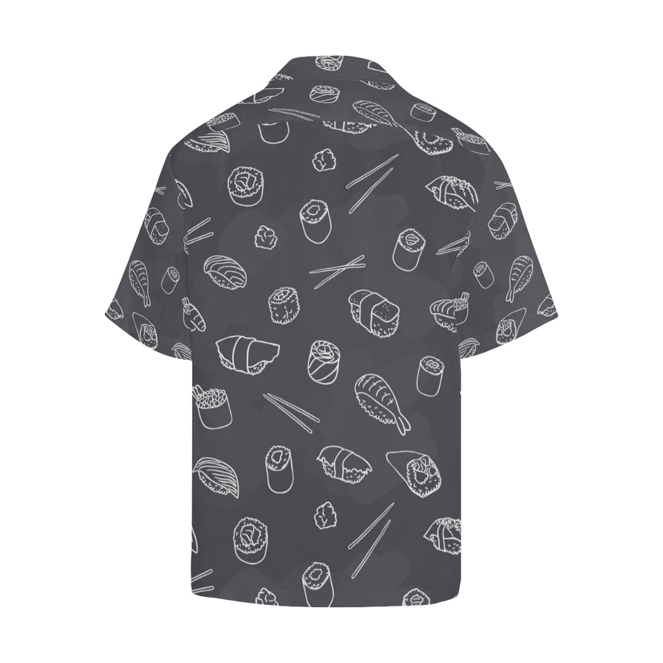 sushi pattern black background Men's All Over Print Hawaiian Shirt
