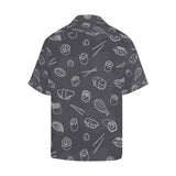 sushi pattern black background Men's All Over Print Hawaiian Shirt
