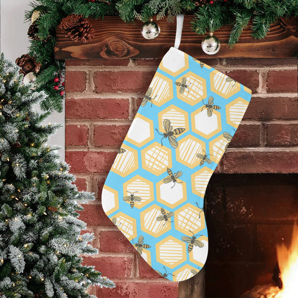 Bee honeycomb pattern Christmas Stocking