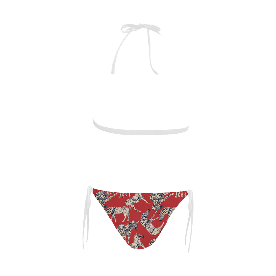 Zebra abstract red background Sexy Bikinis Two-Piece Swimsuits