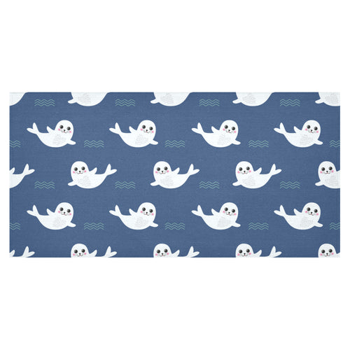 Cute white baby sea lion seal pattern Tablecloth