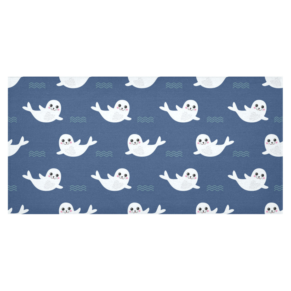 Cute white baby sea lion seal pattern Tablecloth
