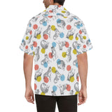 Siberian husky and colorful circle pattern Men's All Over Print Hawaiian Shirt