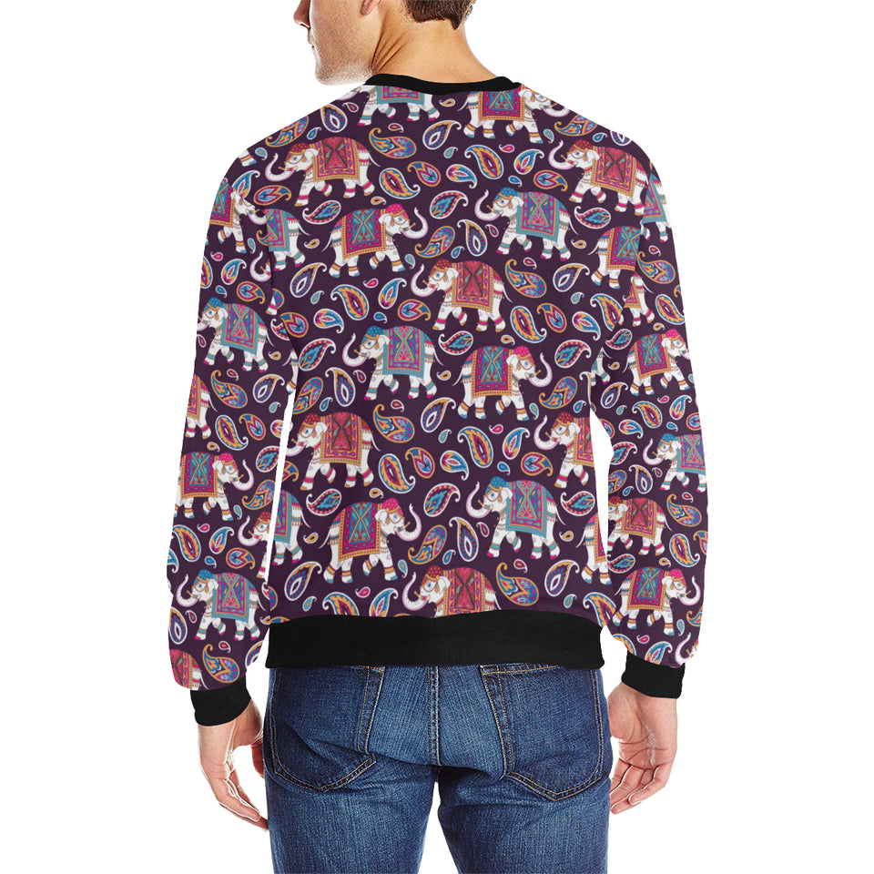 Elephant indian style ornament pattern Men's Crew Neck Sweatshirt