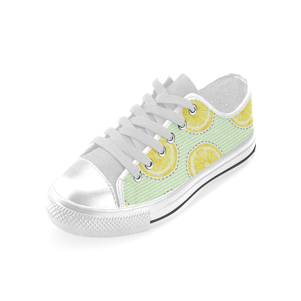 slice of lemon pattern Men's Low Top Canvas Shoes White