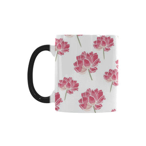 Pink lotus waterlily pattern Morphing Mug Heat Changing Mug
