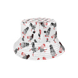 Cool rooster chicken cock floral ornament backgrou Unisex Bucket Hat