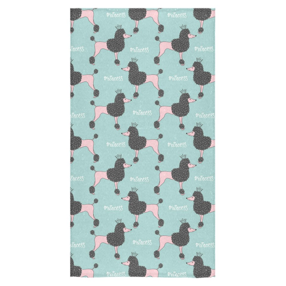 poodle dog green background Bath Towel