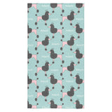 poodle dog green background Bath Towel