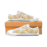 hand drawn orange fruit pattern Men's Low Top Canvas Shoes White