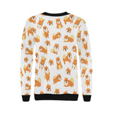 Brown pomeranian pattern Women's Crew Neck Sweatshirt