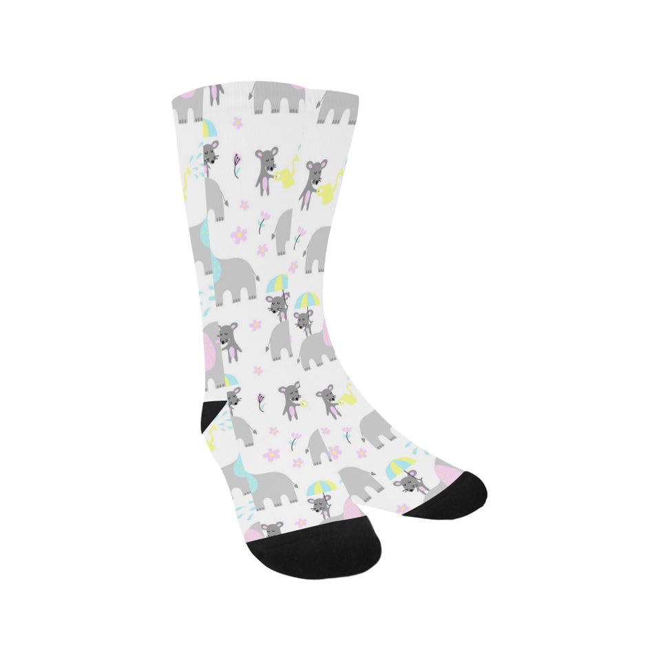 Cute elephant mouse pattern Crew Socks
