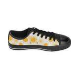 Sun design pattern Men's Low Top Canvas Shoes Black