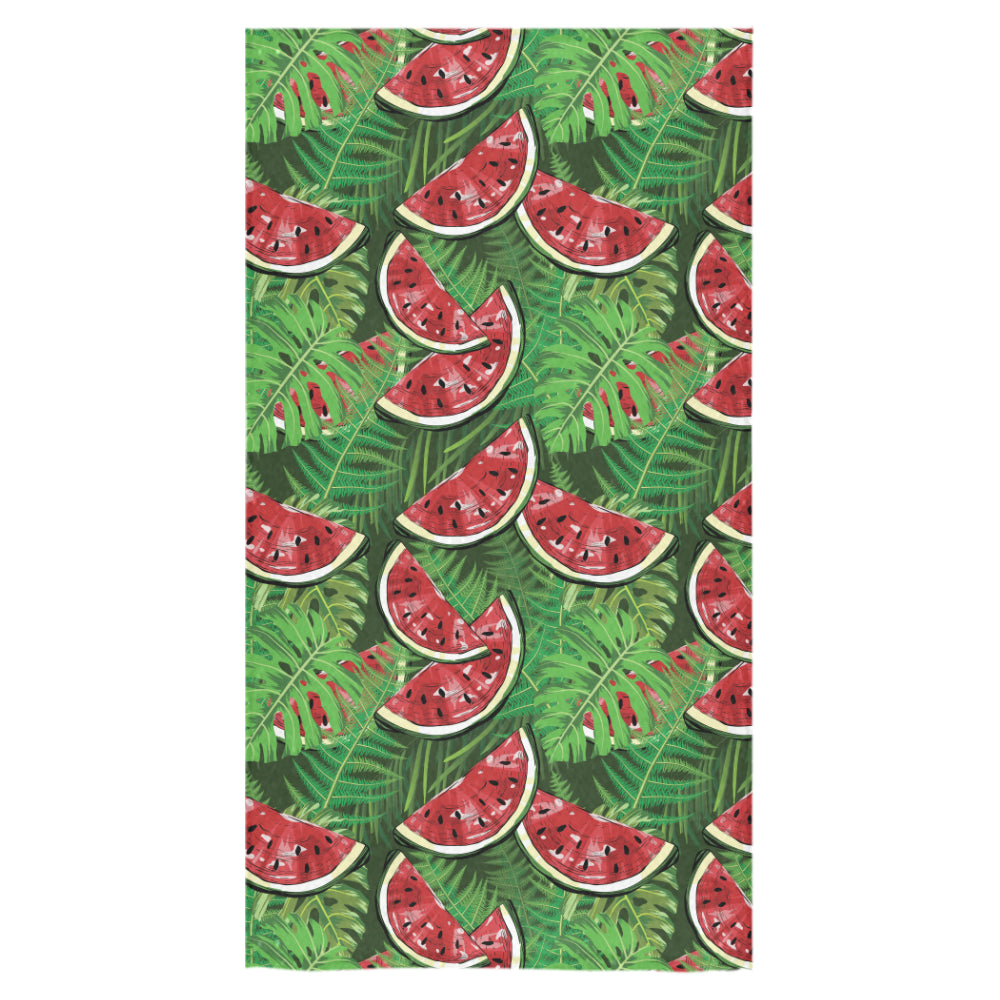 Watermelons tropical palm leaves pattern backgroun Bath Towel