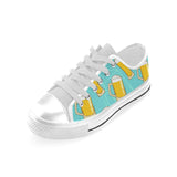 Beer pattern green background Men's Low Top Shoes White