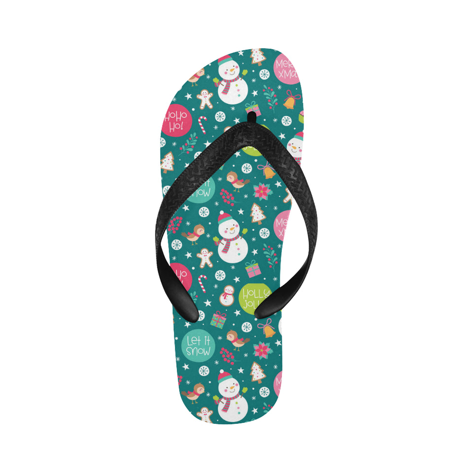 Snowman bird decorative elements christmas pattern Unisex Flip Flops