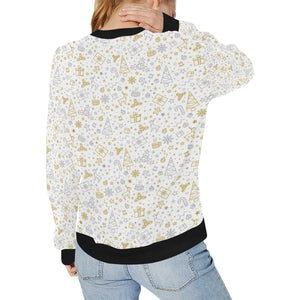 Christmas tree Christmas element Silver gold patte Women's Crew Neck Sweatshirt