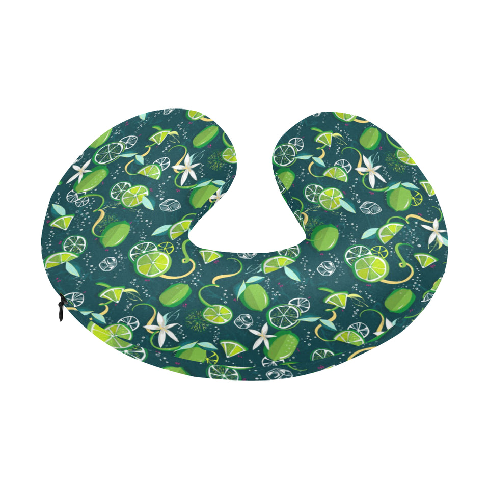 Lime ice flower pattern U-Shaped Travel Neck Pillow
