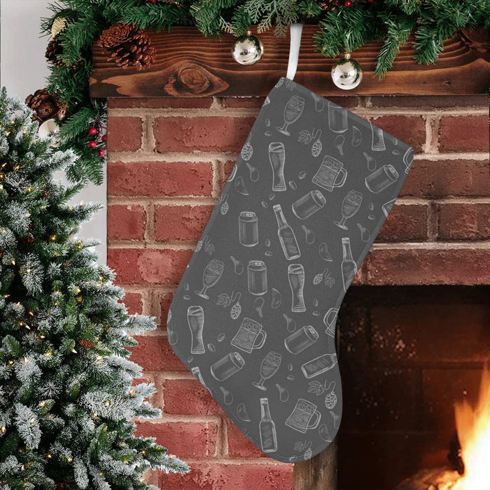 Beer hand drawn pattern Christmas Stocking