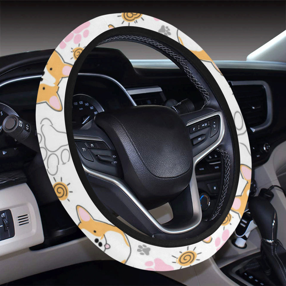 Corgi Dog Pattern Car Steering Wheel Cover
